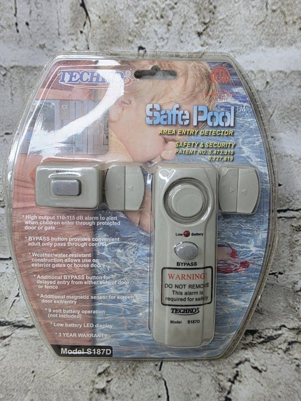 Techko S187D Safe Pool Area Entry Detector Alarm Light-Grey New Sealed